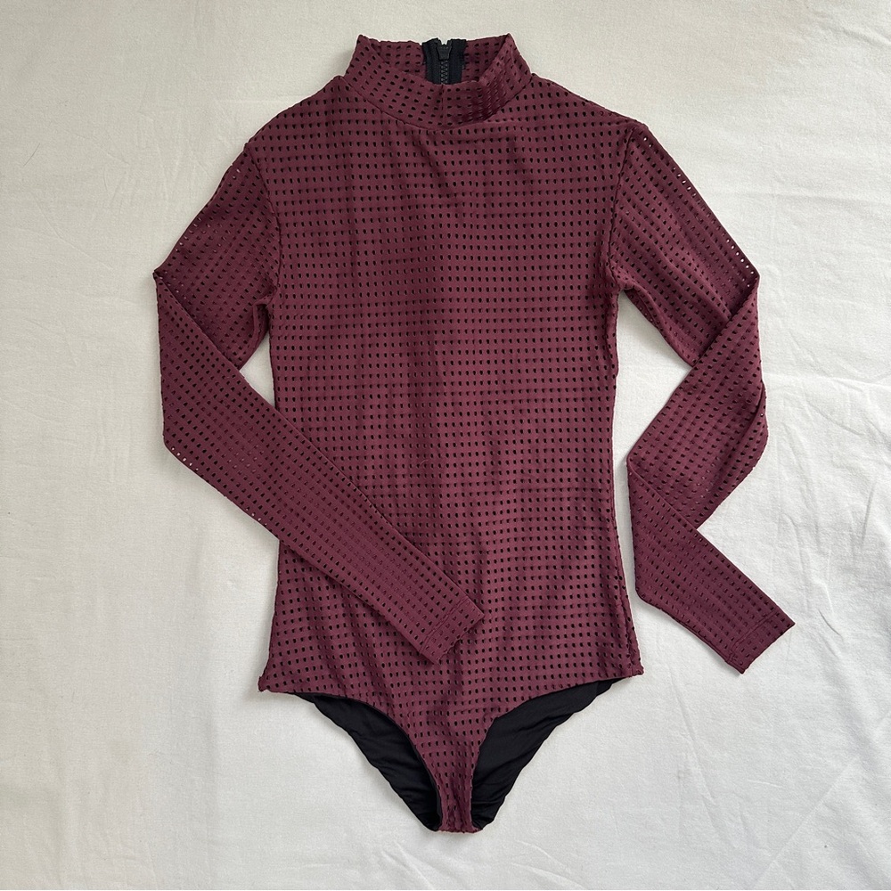Acacia. Mesh. One piece. Rash guard - Maroon color